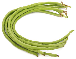 Yard long bean isolated on the white background.