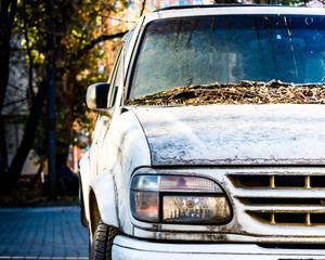 Obraz premium dirty car, car care, car in autumn