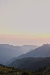 Fototapeta premium Spring mountain landscape. Resort Krasnaya Polyana Red Meadow . Sochi. Russia.
