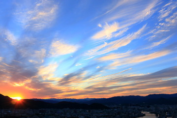 夕暮れ時の空　（高知市　秋）