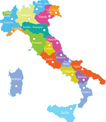Map of Italy with provinces in a white background