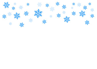 Vector falling blue snow on isolated background, possibility of overlay. Winter, Christmas texture. Place for text.