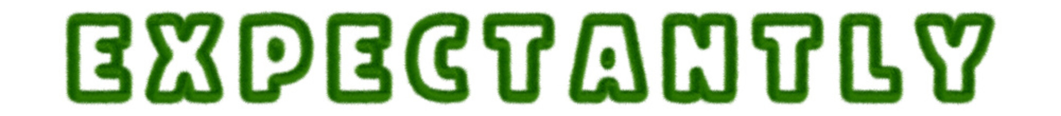 Expectantly - text written with grass