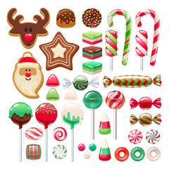 Christmas sweets set. Assorted candies and cookies. - 231874218