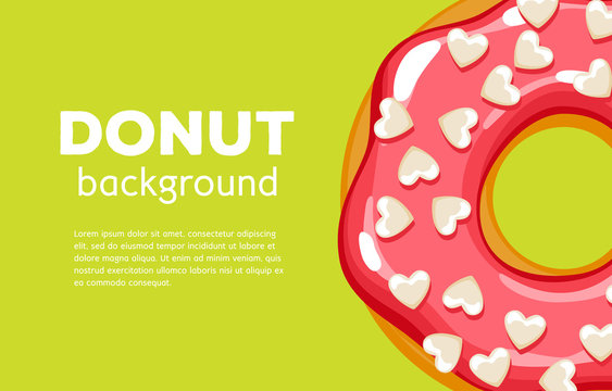 Colorful donut background. Sweet bakery vector.