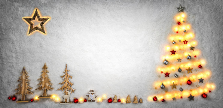 Kreativer Hintergrund für Weihnachten, Symbole auf Schnee