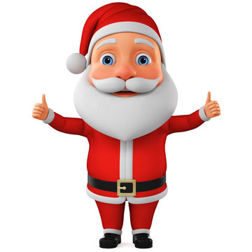Little Santa Claus shows two thumbs up. 3D rendered Illustration for advertising.