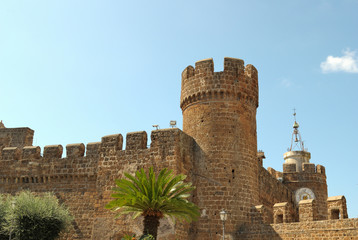 Cerveteri, Lazio, Italy, ancient wall and tower