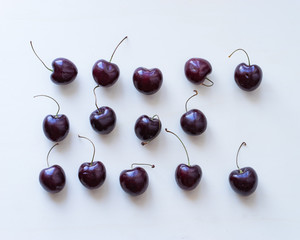 Cherry fruit on wooden  white background,