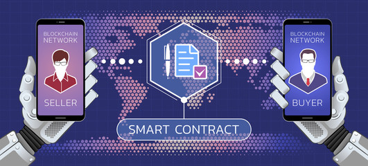 Smart Contract. Illustration on the subject of 'Financial / Business Technologies'.
