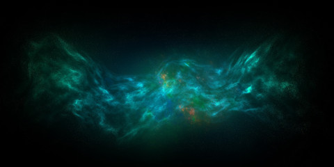 Fototapeta na wymiar Space Nebula, on black background green color nebula