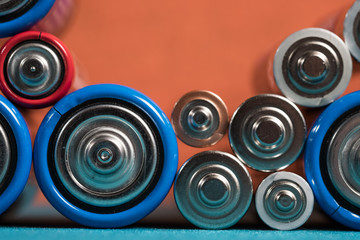 Ecology recycling concept. Many different types used or new battery