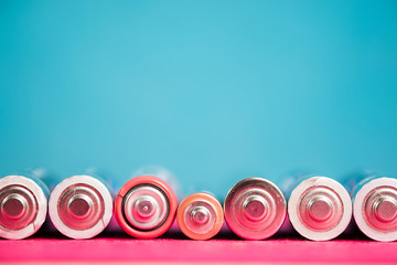 Ecology recycling concept. Many different types used or new battery