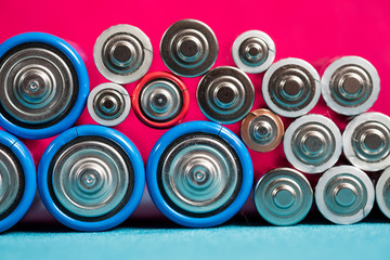 Ecology recycling concept. Many different types used or new battery