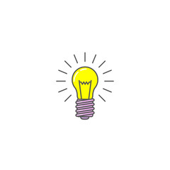 Colored simple vector flat art icon of a burning light bulb