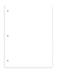 White blank hole punched paper block for 3 ring binder, vector mockup