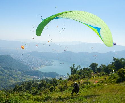 Paragliding over Pokhara, Nepal