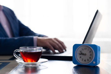 Businessman typing text