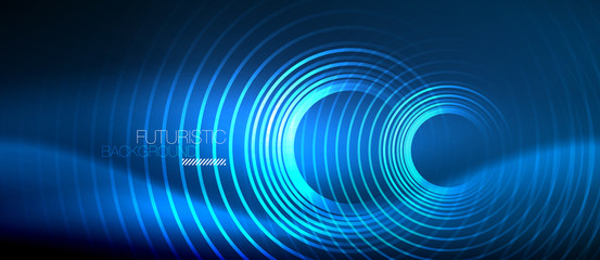 Neon glowing circles background