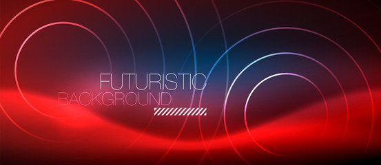 Neon glowing circles background