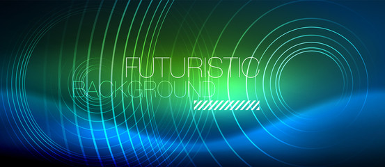 Neon glowing circles background