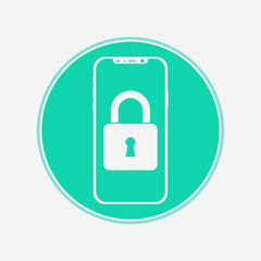 Phone with padlock vector icon sign symbol