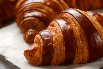 Close up on French croissant