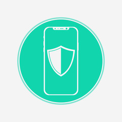 Phone with shield vector icon sign symbol