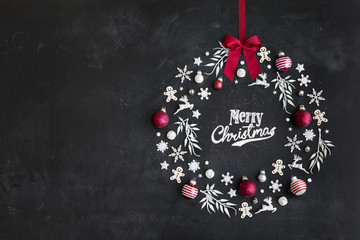 Christmas wreath flat lay - Powered by Adobe