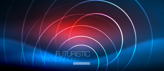 Neon glowing circles background