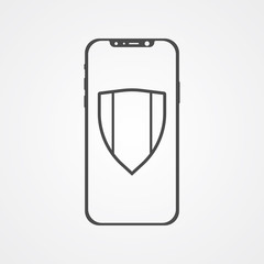 Phone with shield vector icon sign symbol