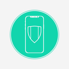Phone with shield vector icon sign symbol