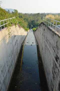 flush way tunnel for drain water and protect flooding at Wang Bon reservoir Thailand