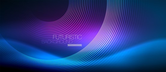 Neon glowing circles background © antishock