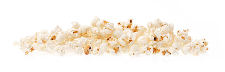 Pop corn pile isolated on white background.