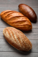 Three types of French bread