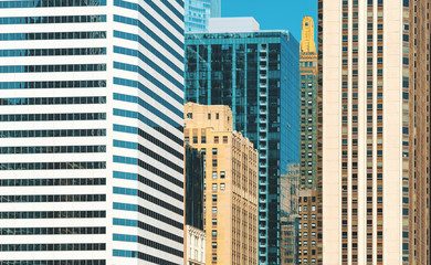 Chicago skyline skyscrapers close up background buildings