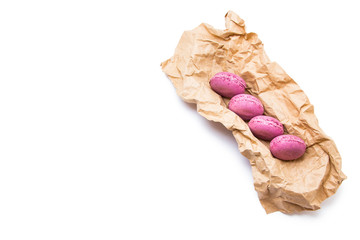 Delicious macaroons on white background