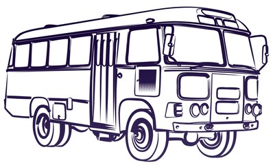 Sketch of big old bus.