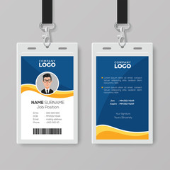 Blue ID Card Template with Yellow Details