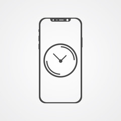 Phone with clock vector icon sign symbol