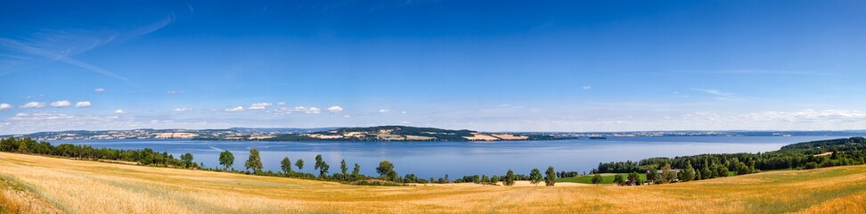 Fototapeta premium Helgoya island Lake Mjosa panorama Oppland Norway