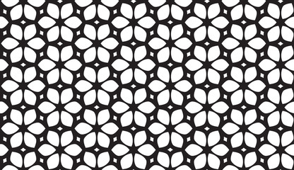 Black and white geometric flower vector pattern - 231891642