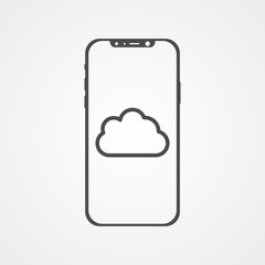 Phone with cloud vector icon sign symbol