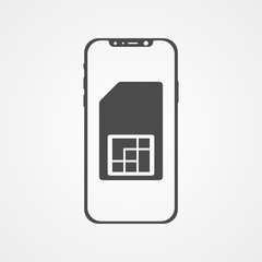Phone with sim card vector icon sign symbol