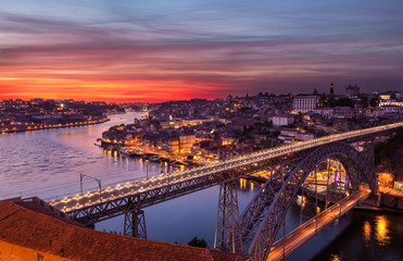 Old city of Porto at sunset