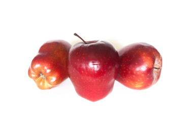 Red apple isolated on white background.