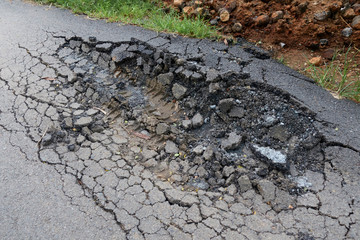 asphalt road with cracks