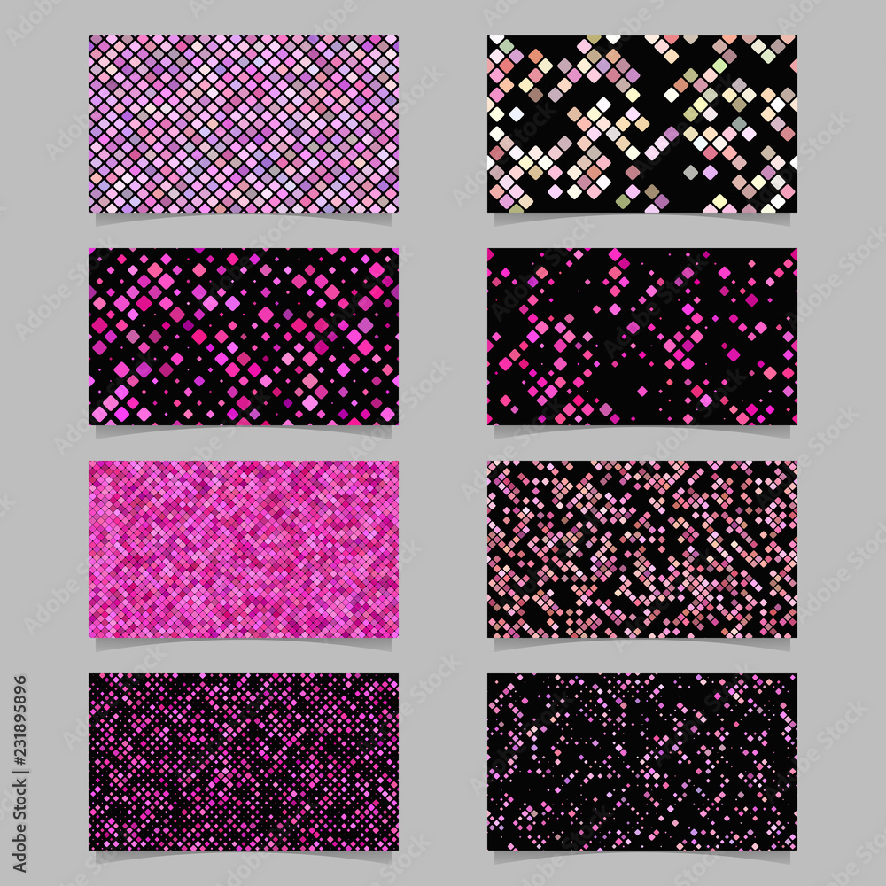 Poster geometrical card background set - vector template designs with diagonal pink square pattern