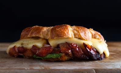 Delicious grilled cheese and jam croissant